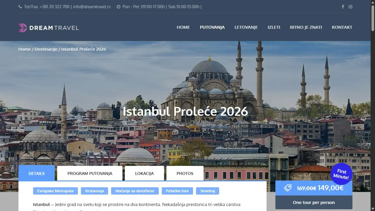 DreamTravel — website project